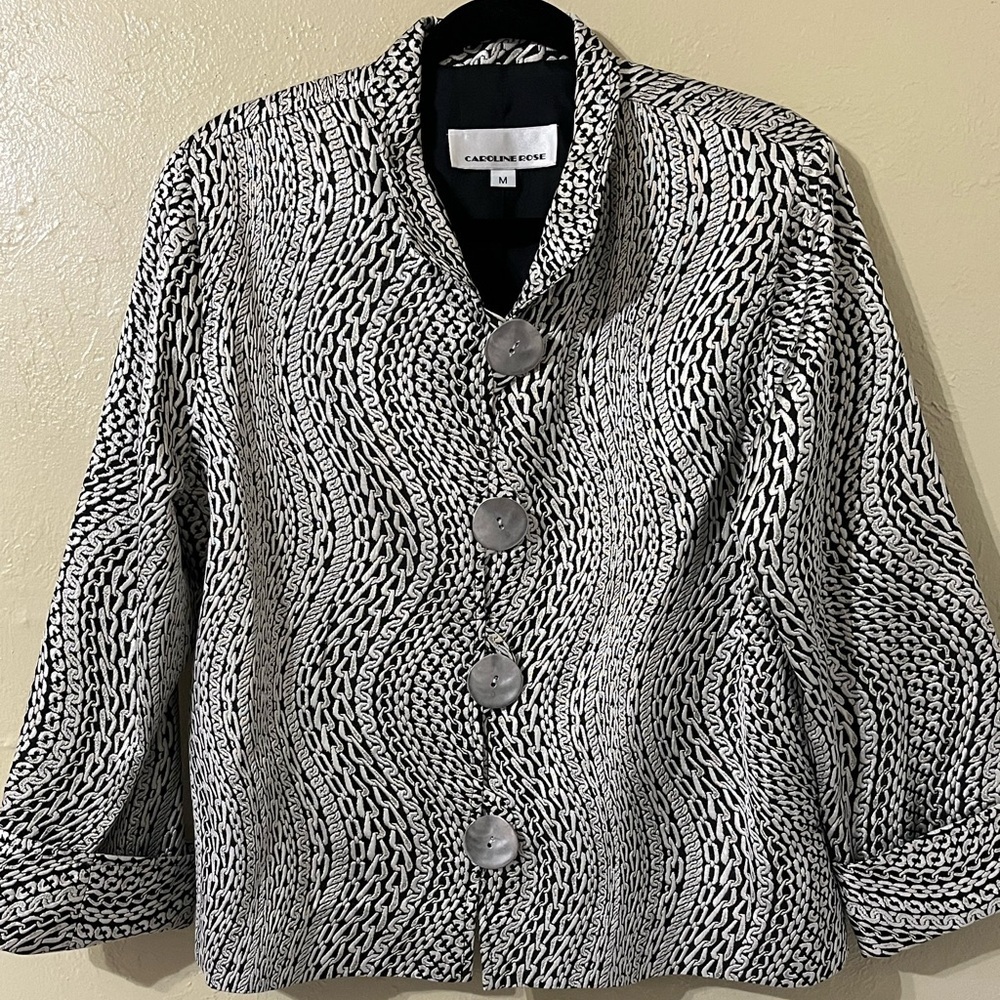 Caroline Rose Silver Chain Printed Dress Jackets size medium - Picture 4 of 7